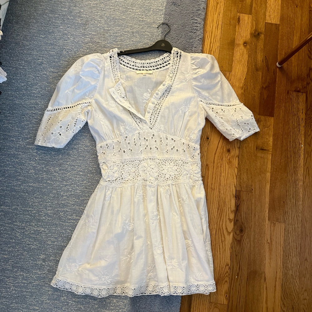 LoveShackFancy White Lace Mini Dress